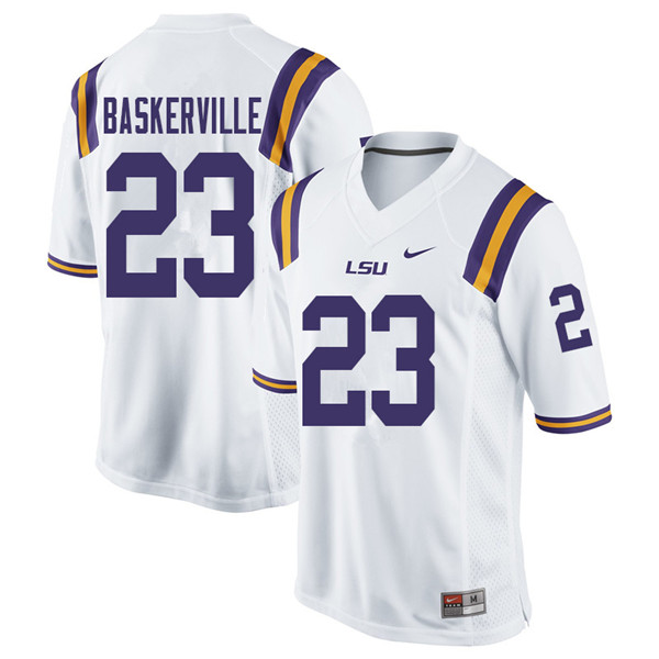 Men #23 Micah Baskerville LSU Tigers College Football Jerseys Sale-White